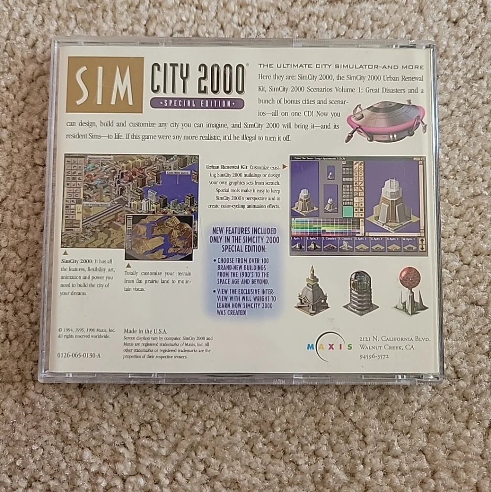 SimCity 2000 CD Collection Special Edition PC Game CD-ROM 1994 Maxis Used